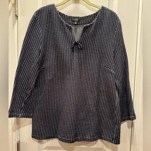 Talbots Navy and White Textured Top